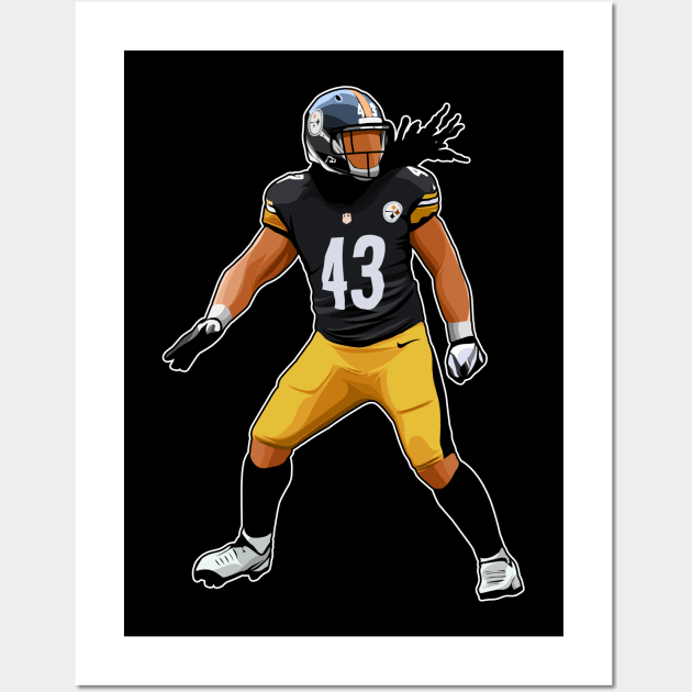 Troy Polamalu #43 Pursues The Play Wall Art by GuardWall17